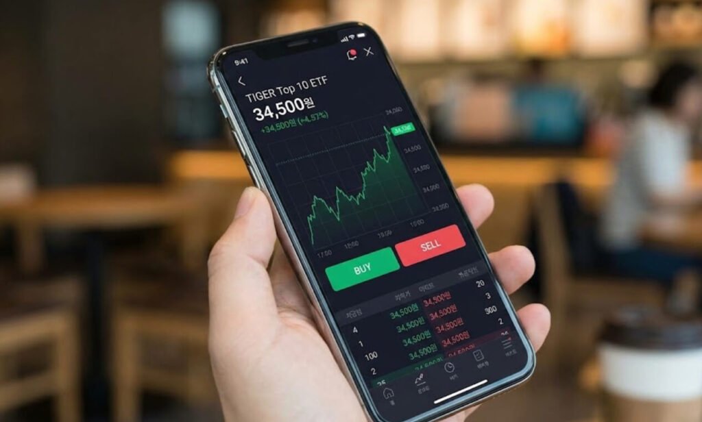 ETF를 주식처럼 실시간으로 거래하는 모습을 표현한 이미지