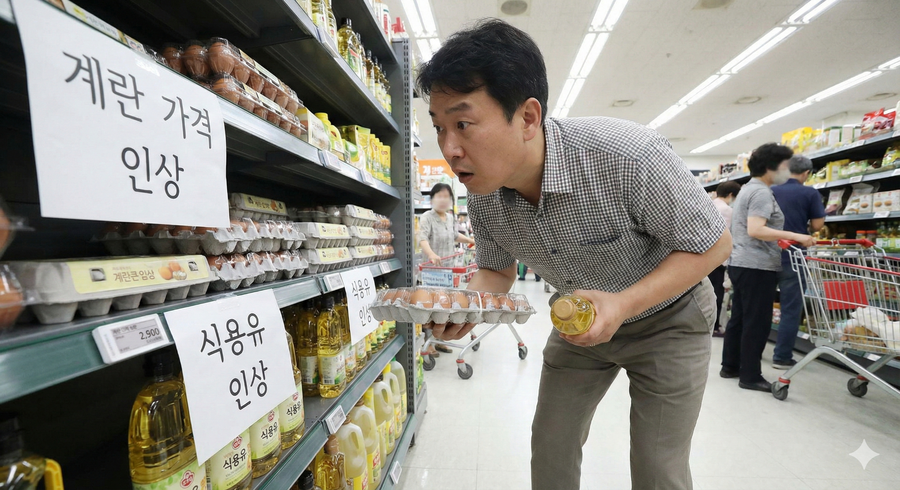 환율 상승으로 인해 마트 물가가 오르는 모습