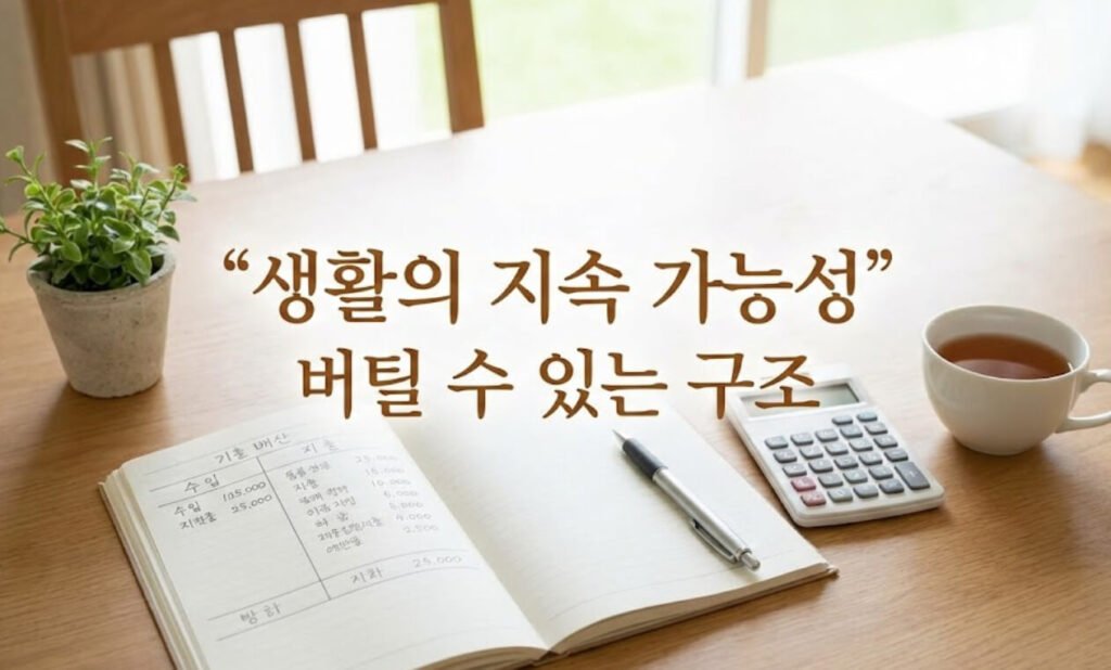 고물가·저성장 시대에 개인의 생활 지속 가능성을 강조하는 이미지