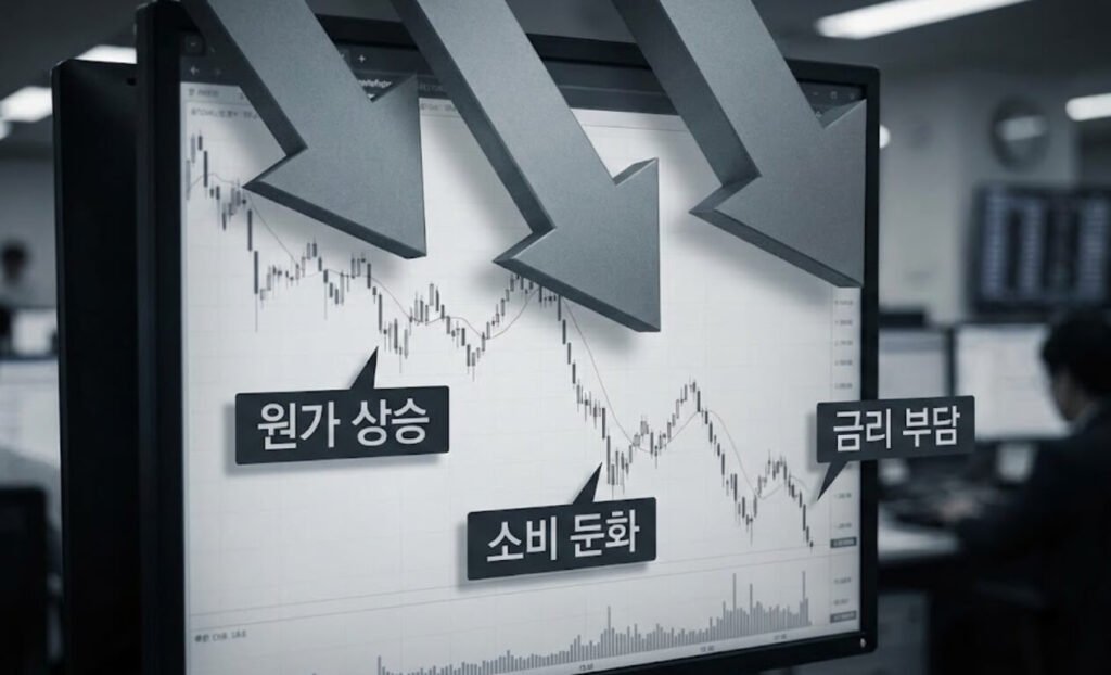 스태그플레이션 환경에서 주식이 압박을 받는 이유를 설명한 이미지