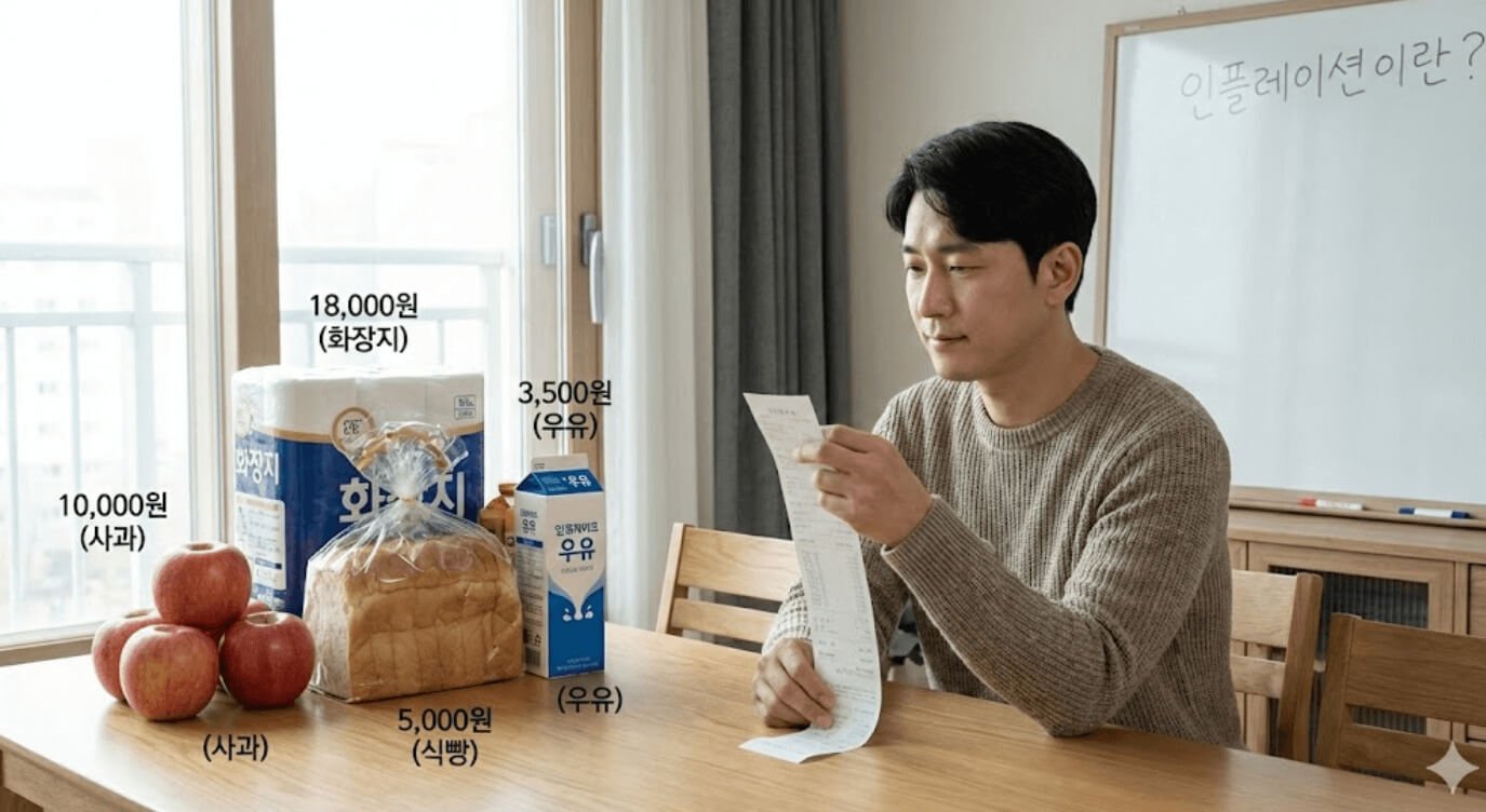 생활비 상승을 통해 인플레이션을 직관적으로 보여주는 대표 이미지